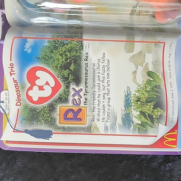 TY 2000 McDonald's Teenie Beanie Rex the Tyrannosaurus Rex - Picture 2 of 6